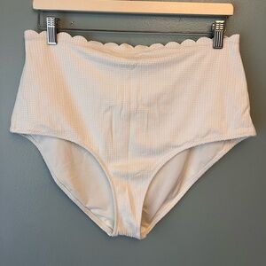 Scalloped High-Waisted Full Coverage Bikini Bottoms